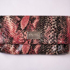Kenneth Cole Reaction Clutch With Coin Purse Pink Snake Skin Pattern